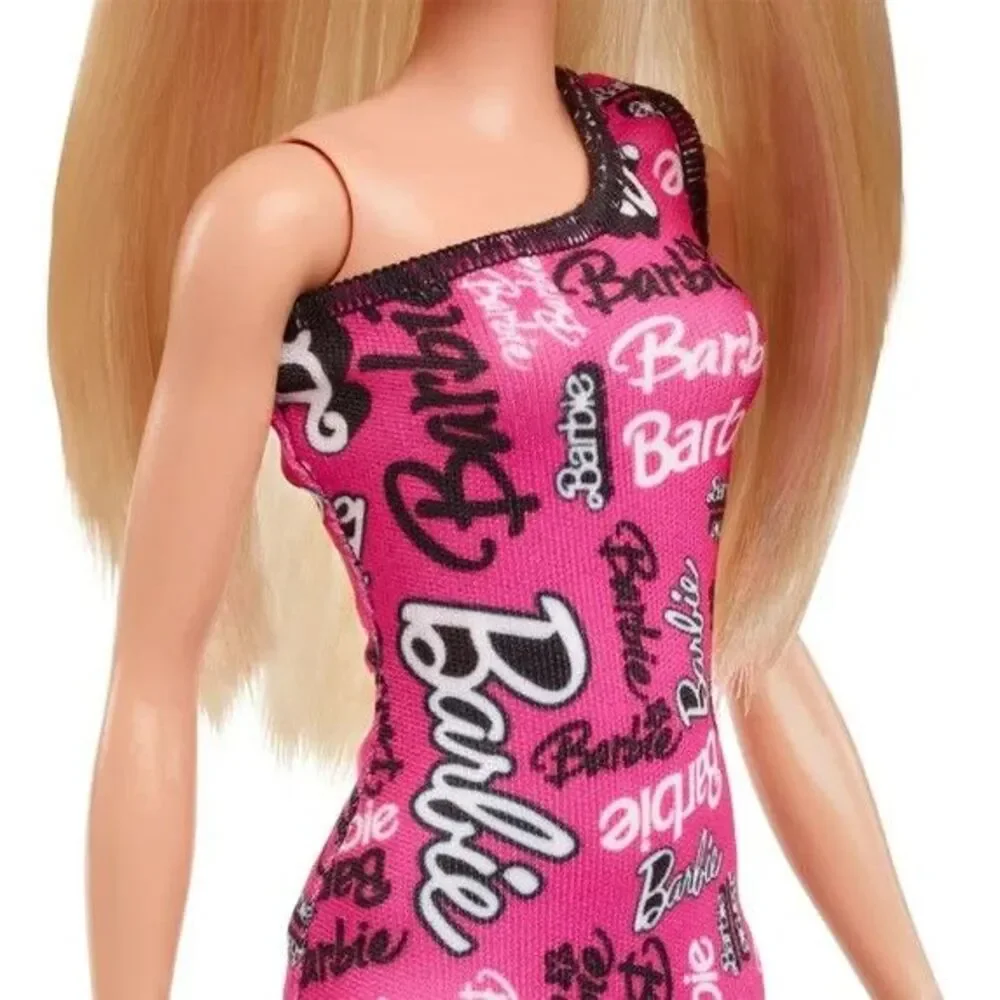Mattel Barbie Fashion Doll with Straight Blonde Hair Wearing  Pink Dress